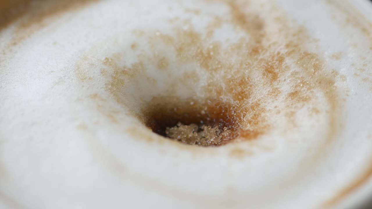 설탕 을 넣은 라테 의 클로즈업