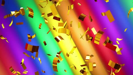 Animation-of-confetti-over-rainbow-stripes-and-colours-moving-on-seamless-loop