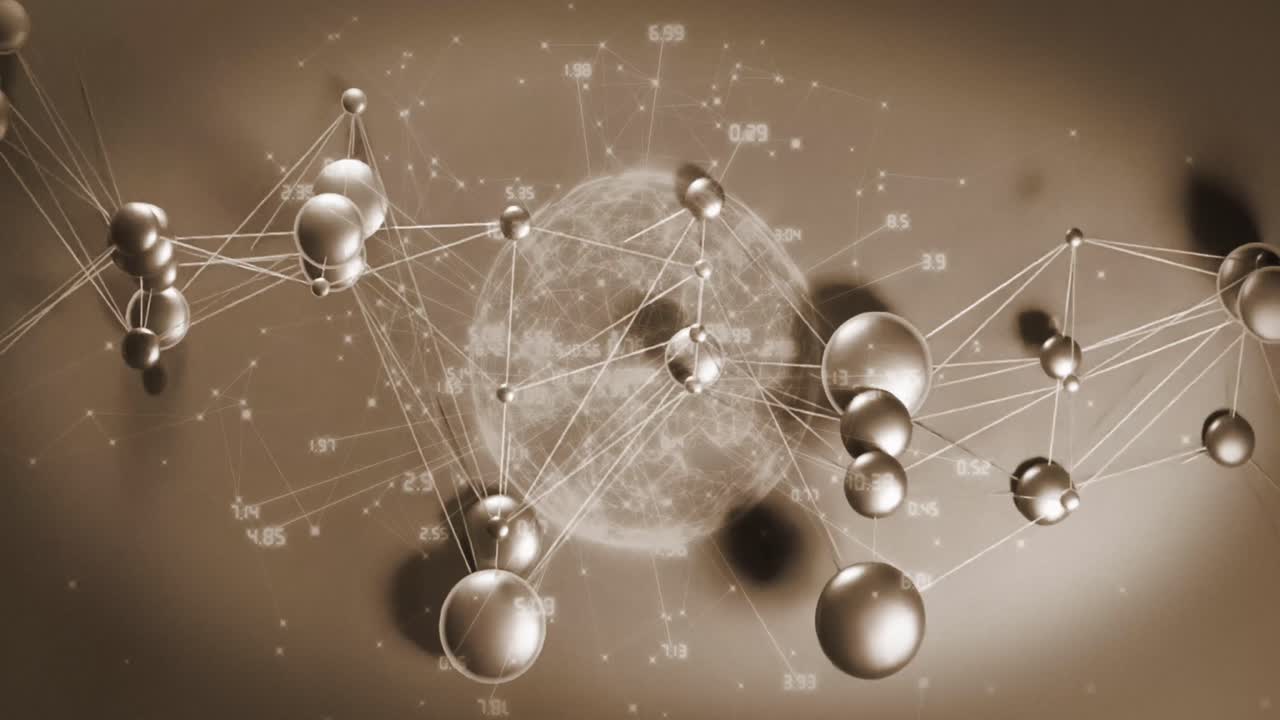 갈색 배경 위의 연결 네트워크의 애니메이션