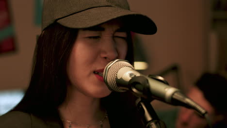 woman rehearsing indoors