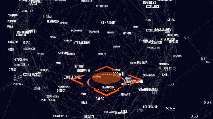 Animation of network of connections over blue background