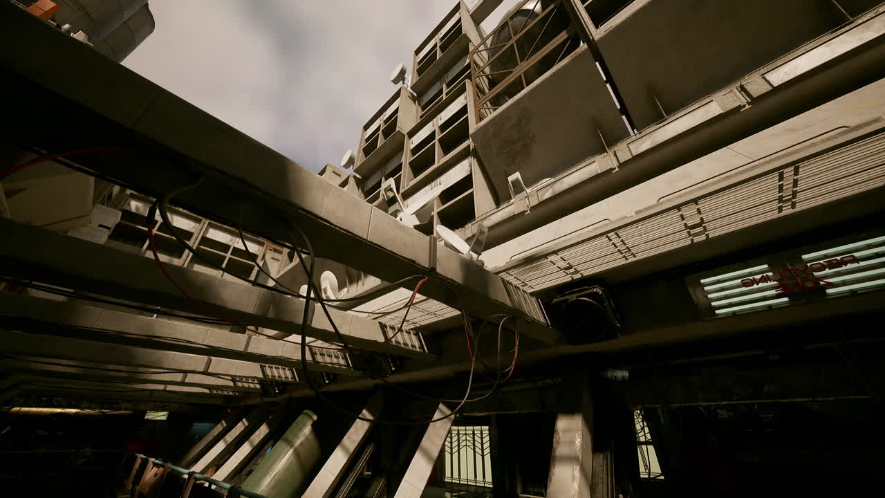 포스트 아포칼립스 세계에 있는 버려진 건물