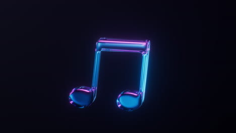 loop animation of music note with dark neon light effect, 3d rendering.