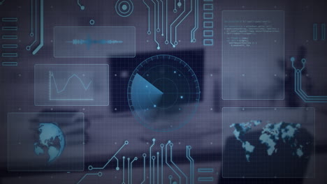 animation of digital data processing over desks