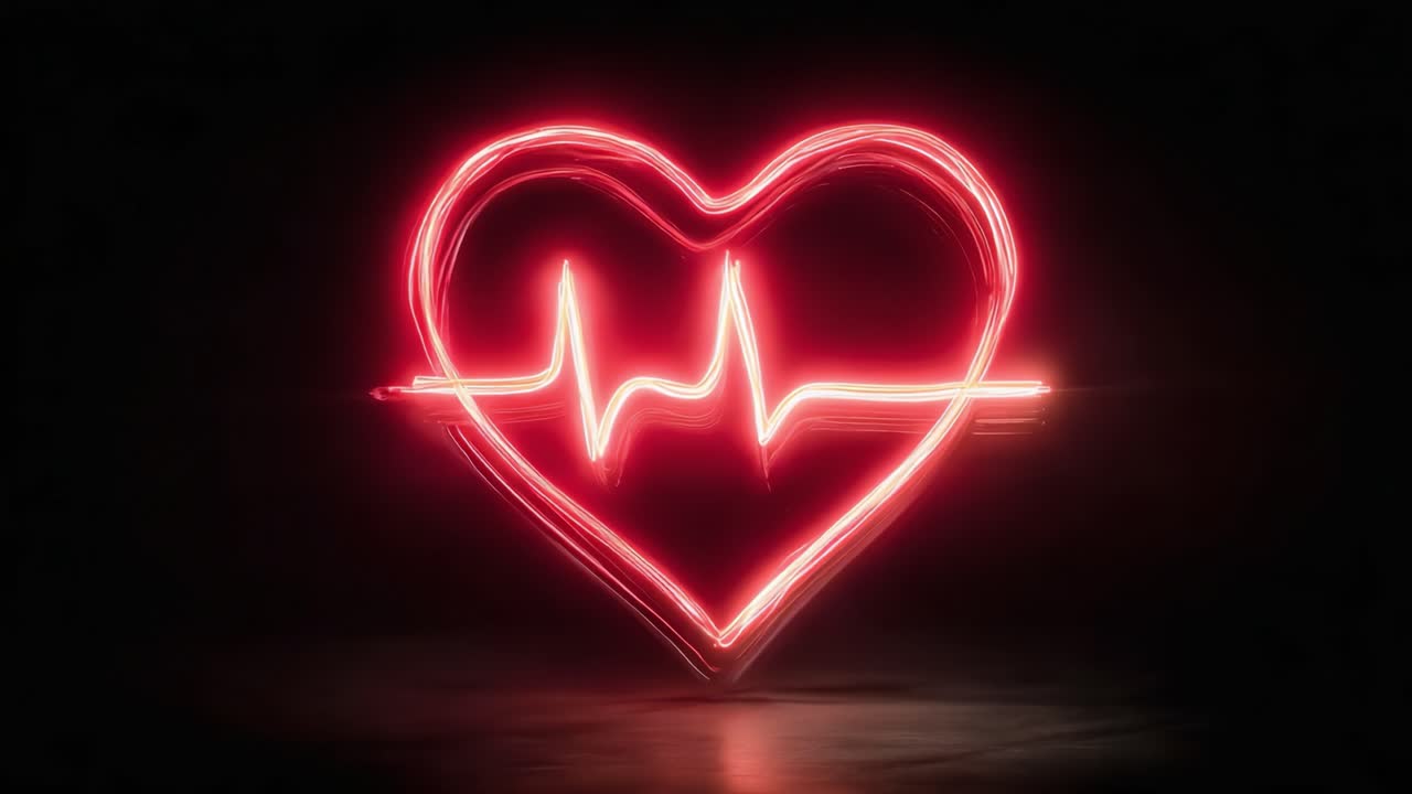 A Visual Representation of Heartbeat: Illuminating the Connection Between Life and Emotion Through Pulsating Heart Shapes and Vibrant Light Effects