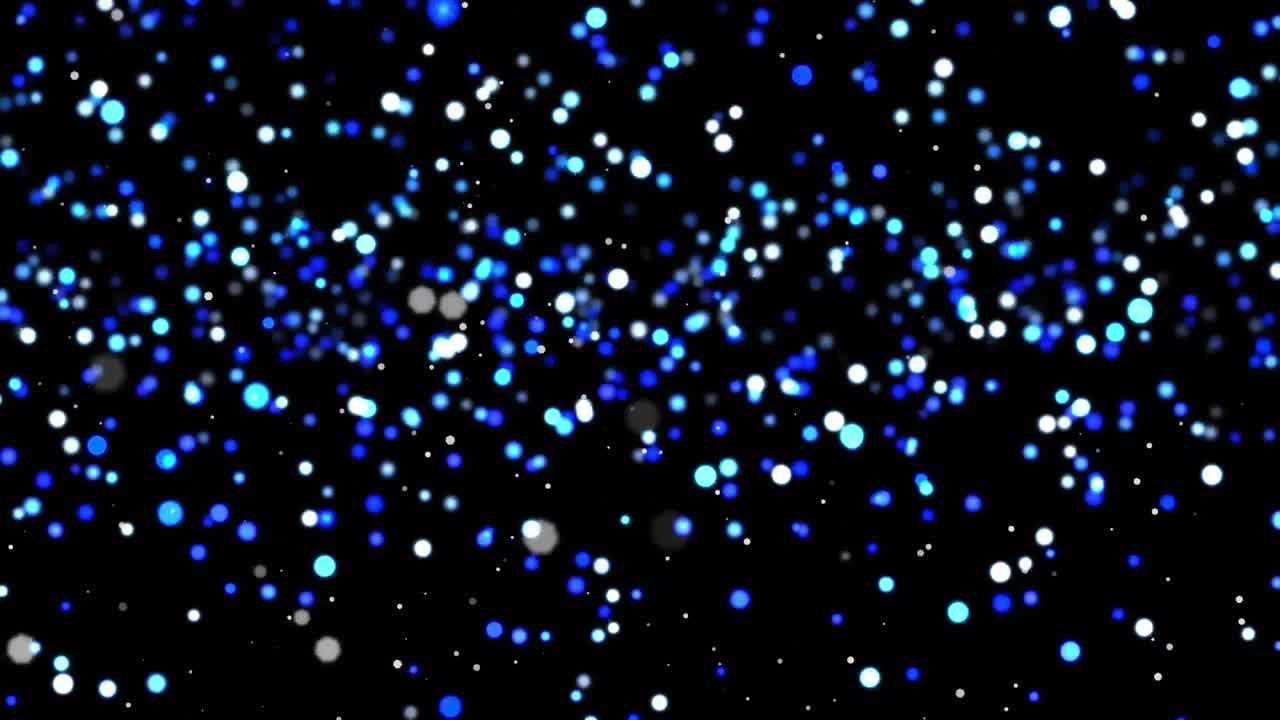 검은 바탕에 떠오르는 파란색과  ⁇ 색의 빛 반점의 애니메이션