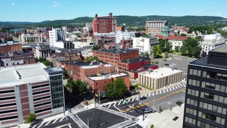 binghamton, new york, downtown, aerial drone