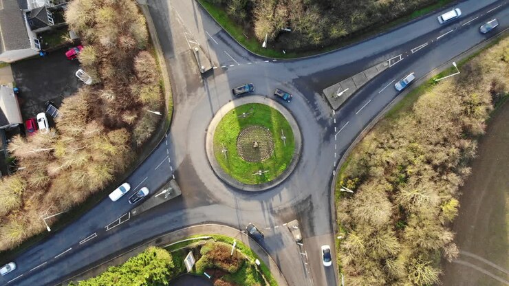 Roundabout timelapse from above - drone