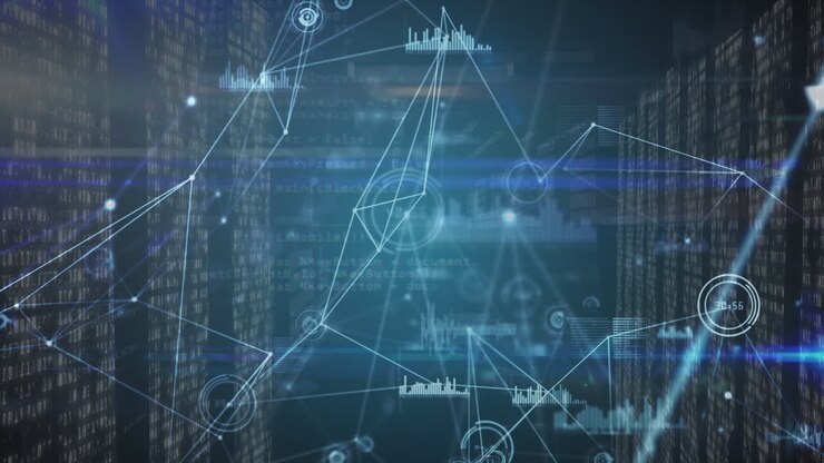 Animation of network of connections and diverse data over data processing in servers
