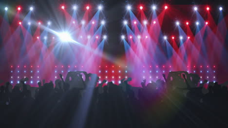animación de personas bailando en un lugar de música de club con reflectores brillantes