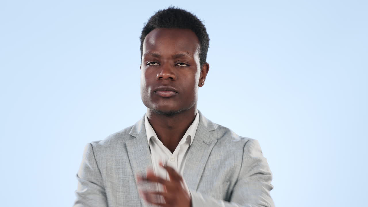 Man, thinking and doubt with hand on face