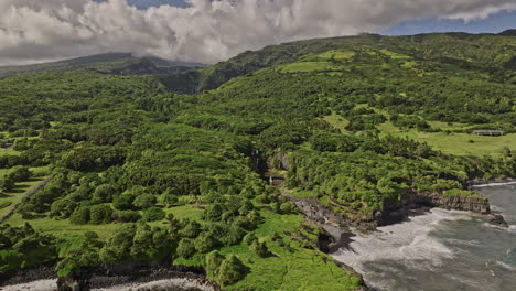 maui hawaii aerial v44 cinematic drone flyover palikea stream capturing river valley, rainforest with lush vegetation, and natural plunge pools and waterfalls - shot with mavic 3 cine - december 2022