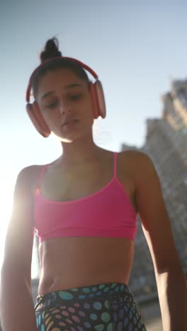 young woman working out outdoors