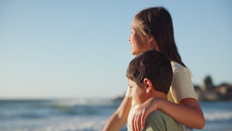 Child,-hug-and-beach-with-love