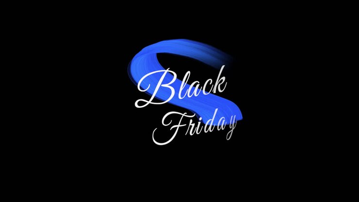 Animation intro text Black Friday on blue fashion and brush background