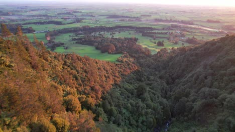 breathtaking aerial sunset view of a new zealand valley
