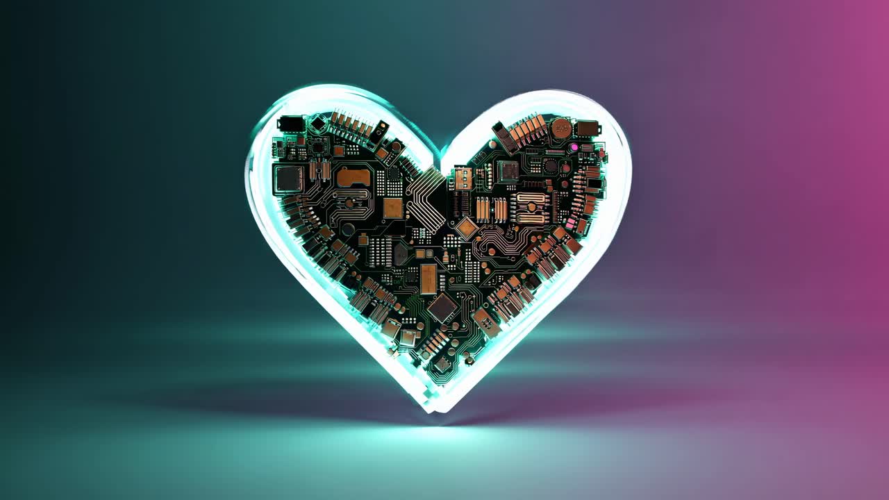 Glowing Circuit Board Heart