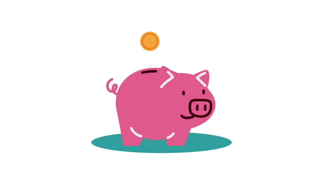 동전 돈 애니메이션으로 돼지 저축