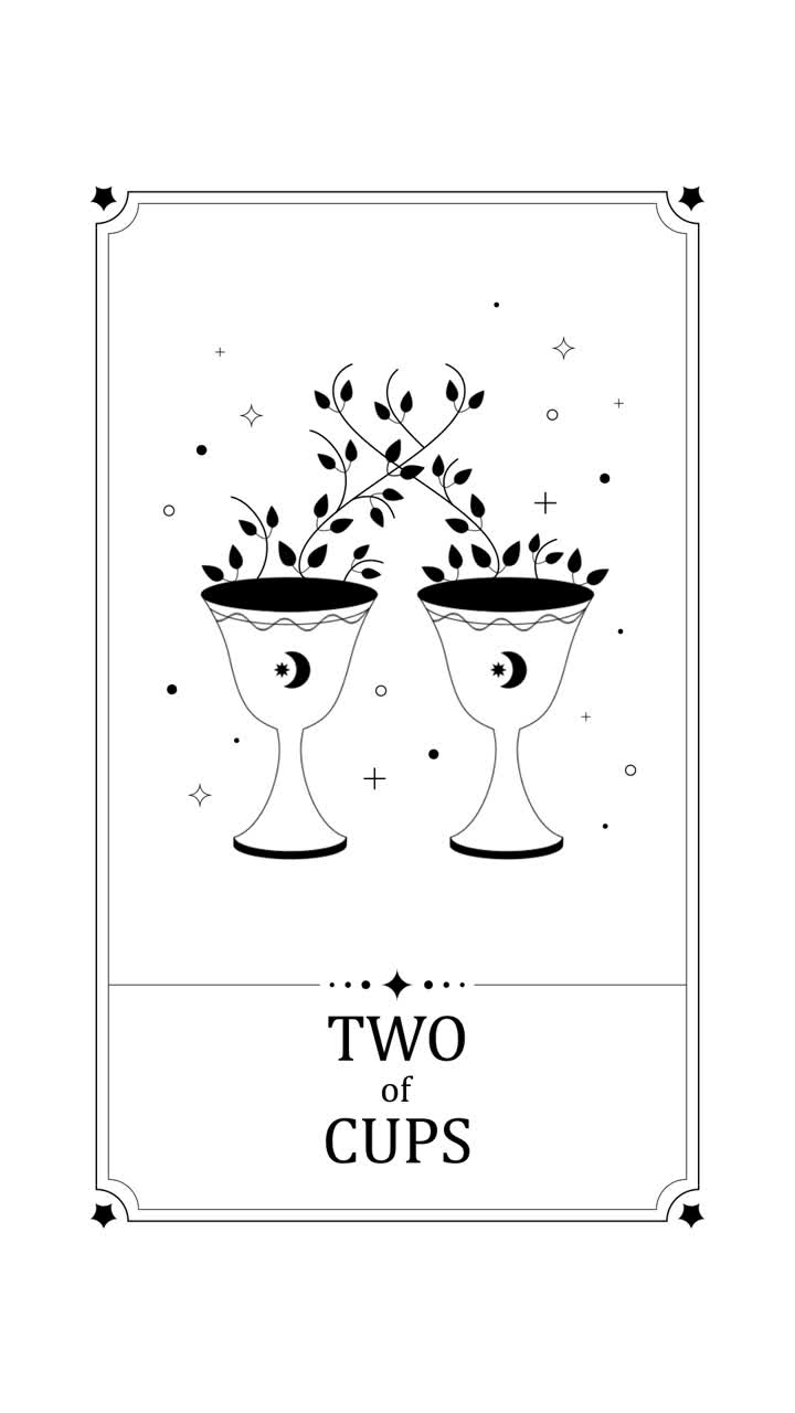Minimalist Two of Cups Tarot Card Illustration
