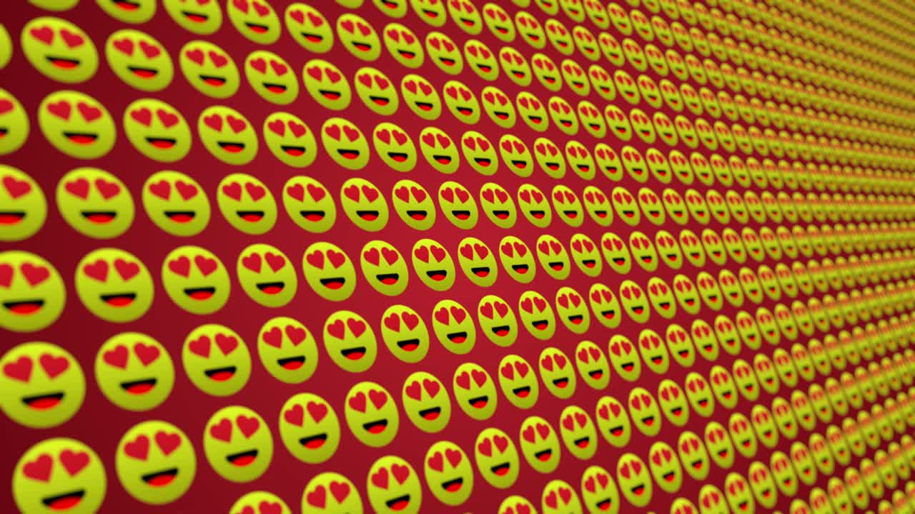 un hermoso patrón de iconos de sonrisa feliz con fondo animado