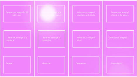 animation of texts and profile pictures in rectangles with binary codes over pink background