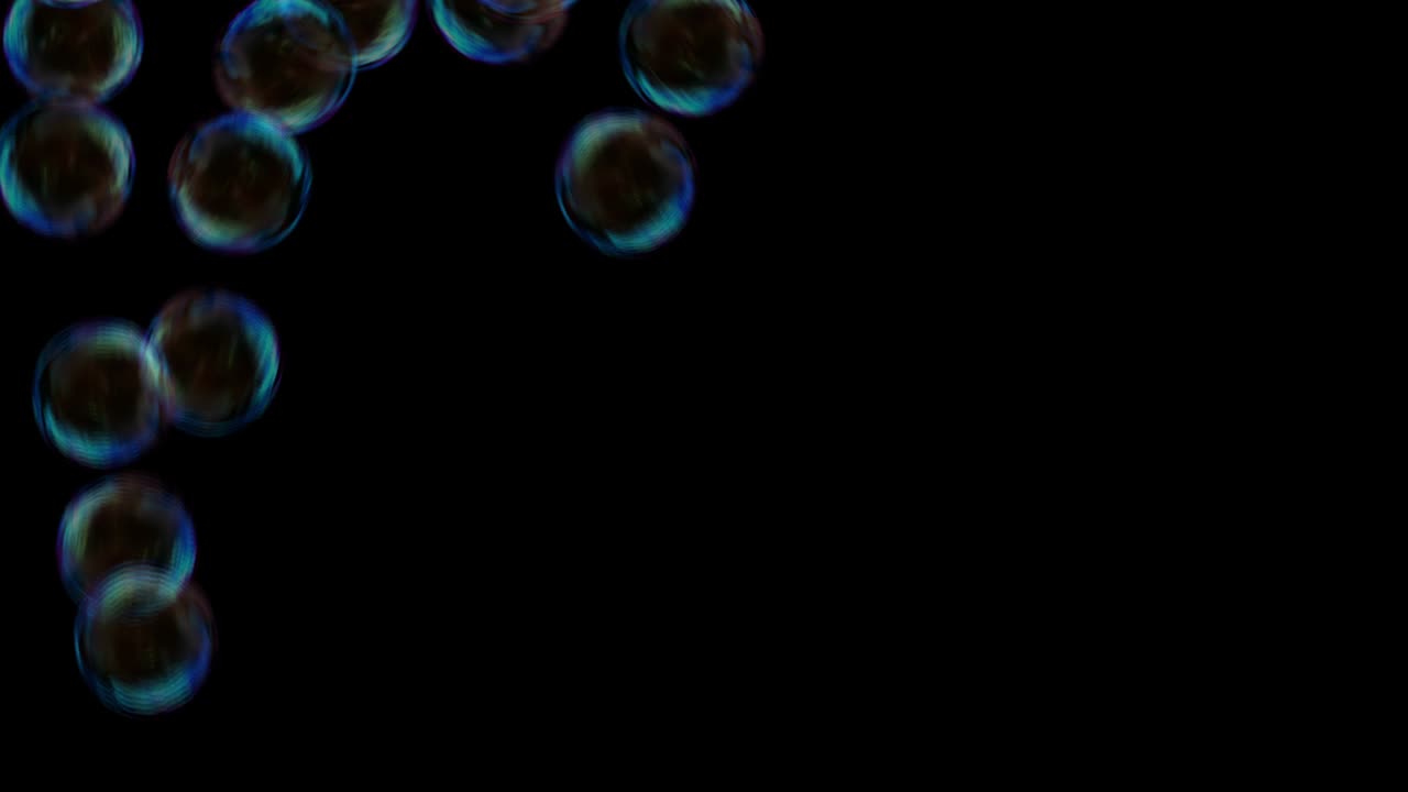 Animation of soap bubbles bouncing on the floor and sinking to the ground at the end, particle calculation