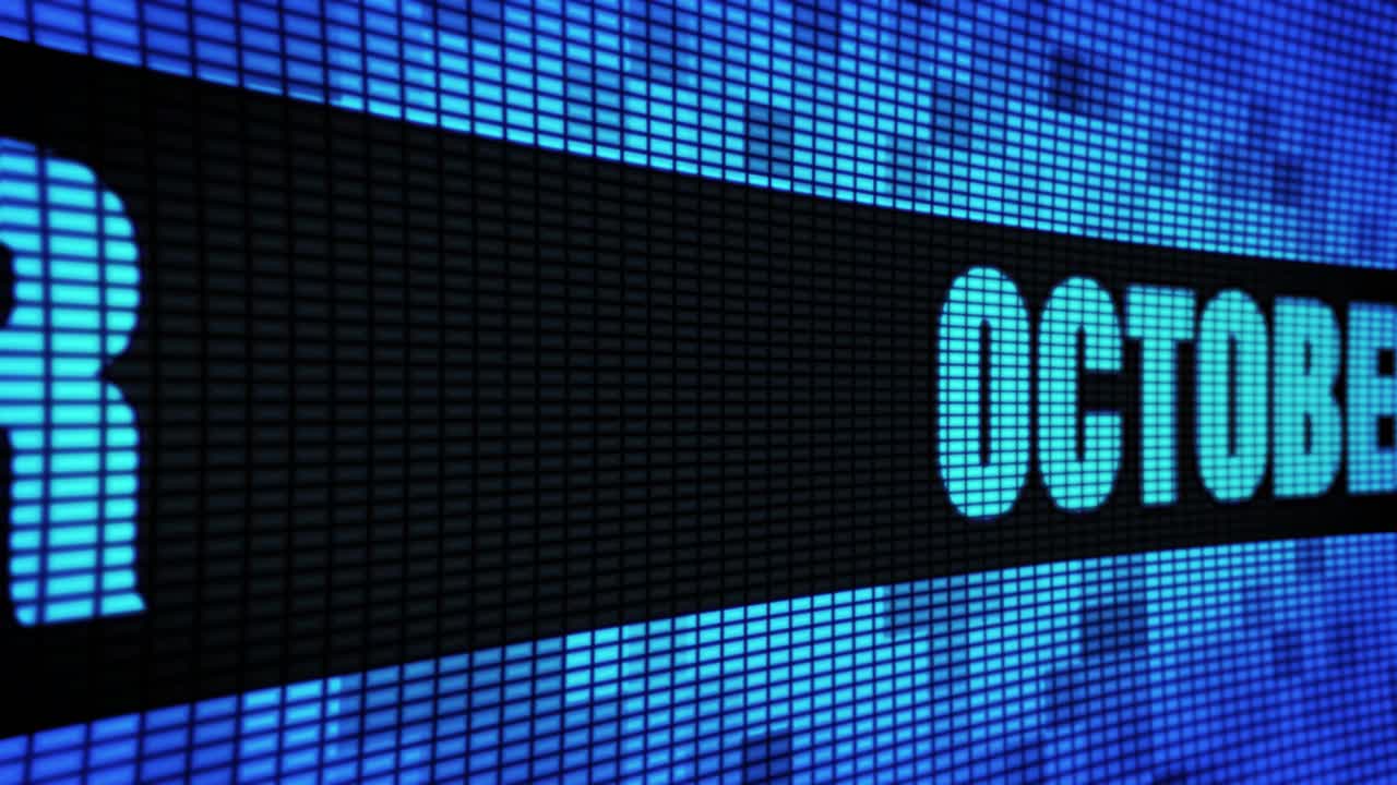 October displayed on a digital screen