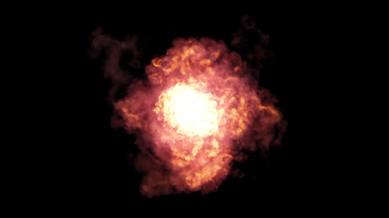 una explosión masiva en cámara lenta contra un fondo negro.