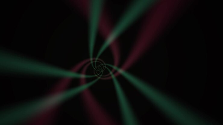 Dynamic Abstract Animation of Swirling Green and Red Lines