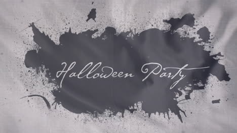 halloween party text animation over black ink splatter on white background