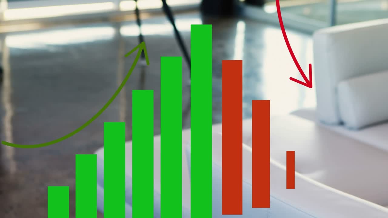 Animation of data processing over caucasian businesswoman talking on smartphone