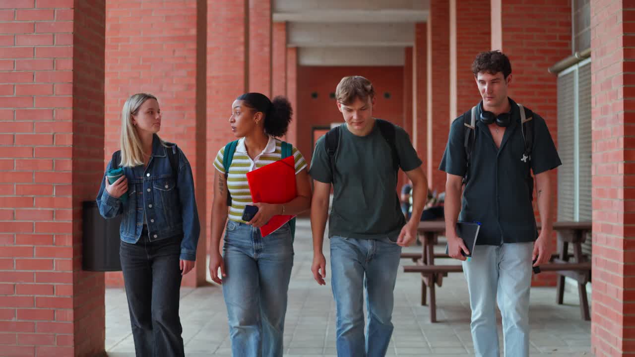 College Students Walking on Campus