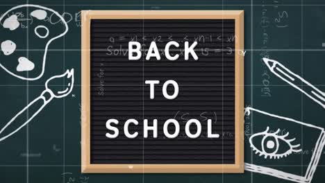 Animation-Von-„Back-To-School“-Texten-über-Symbolen-Für-Schulgegenstände