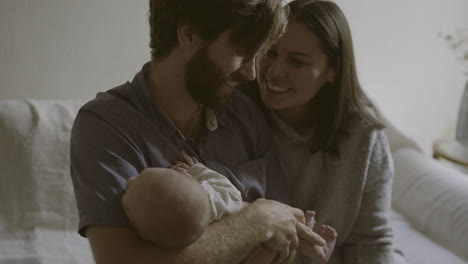 happy family with newborn baby