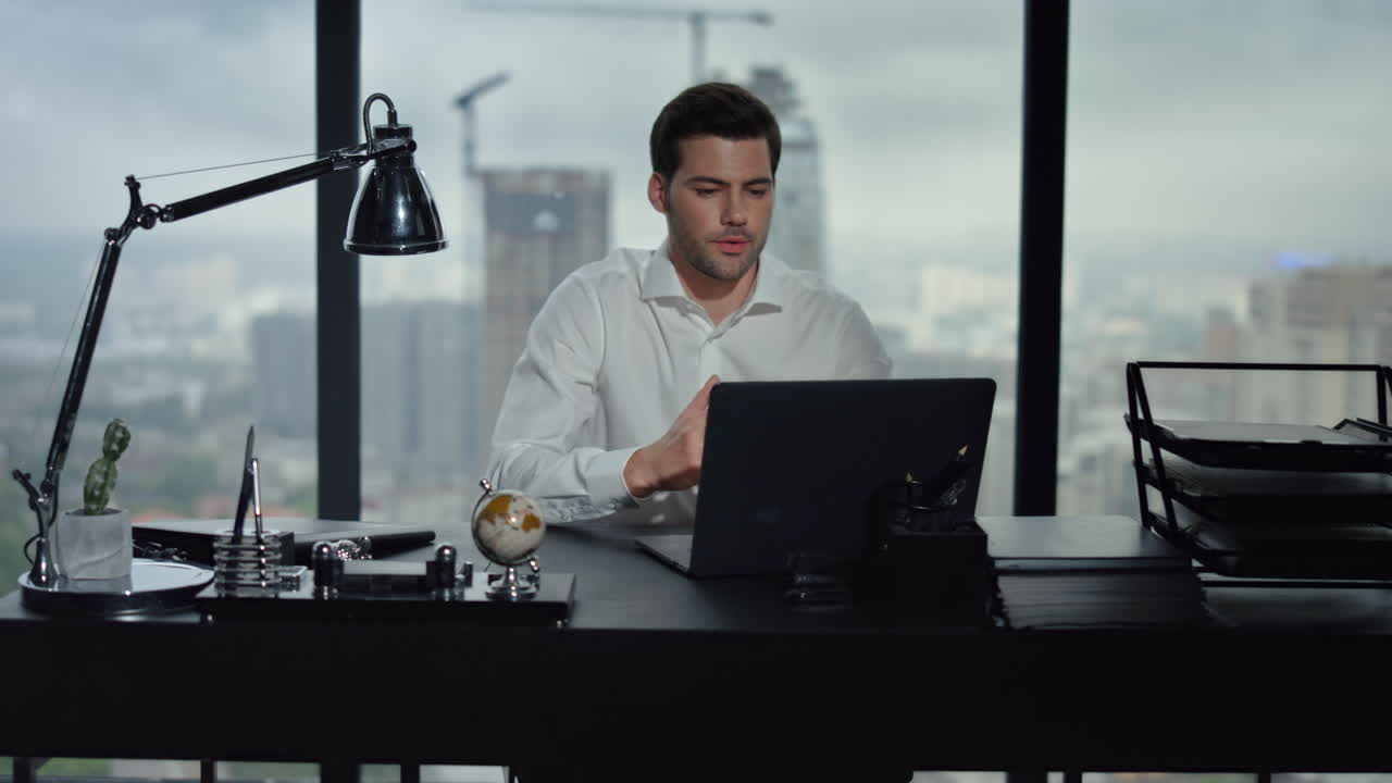 Man using computer for online call