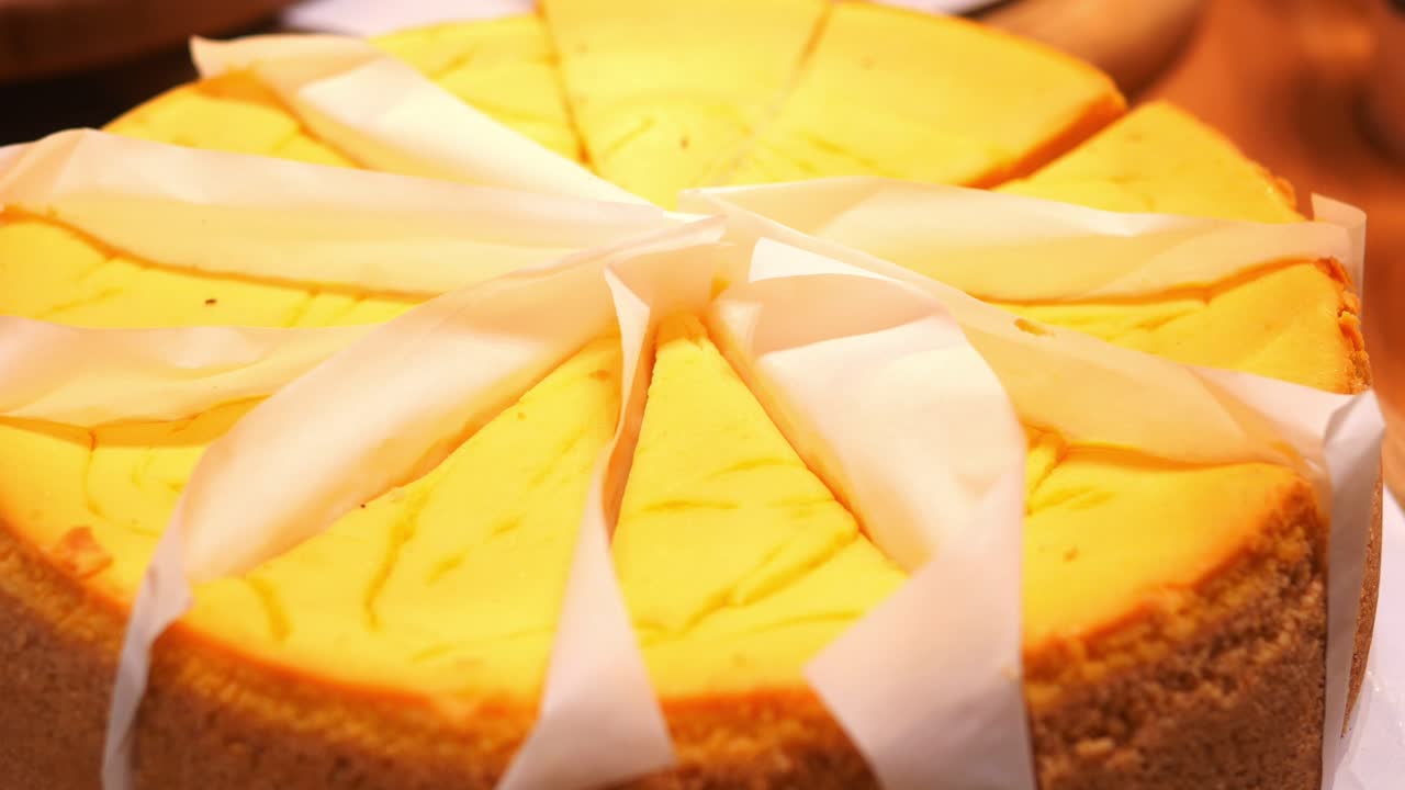 개진 치즈케이크의 클로즈업