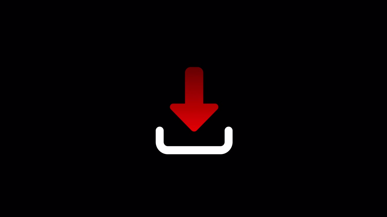 Icono de descarga animado sobre fondo negro