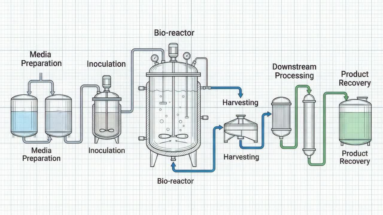 Bioreactor Process Diagram | Premium Stock Video Footage