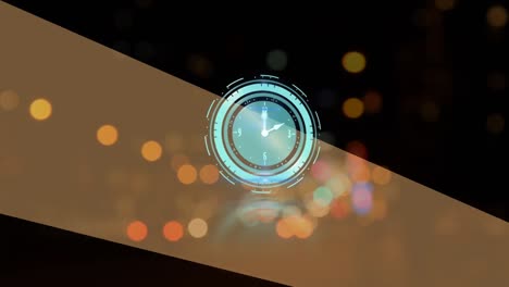 Animation-of-moving-clock-over-blurred-background