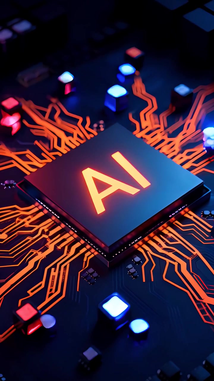 Futuristic AI Chip Motherboard Technology Background 4K