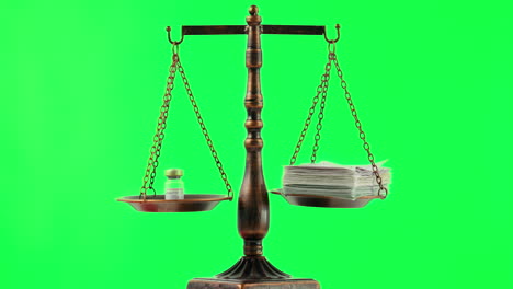 balance scale, green screen