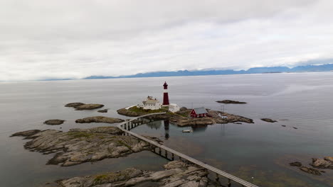 footbridge towards tranoy lighthouse on hamaroy island near vestfjord, norway