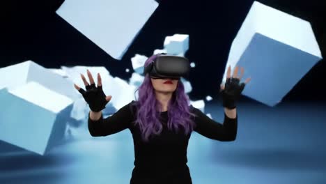 immersive virtual reality experience: engaging with dynamic cubes in a futuristic digital environment