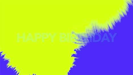 tarjeta de cumpleaños colorida de fondo azul y amarillo con feliz cumpleaños y contenido de imagen