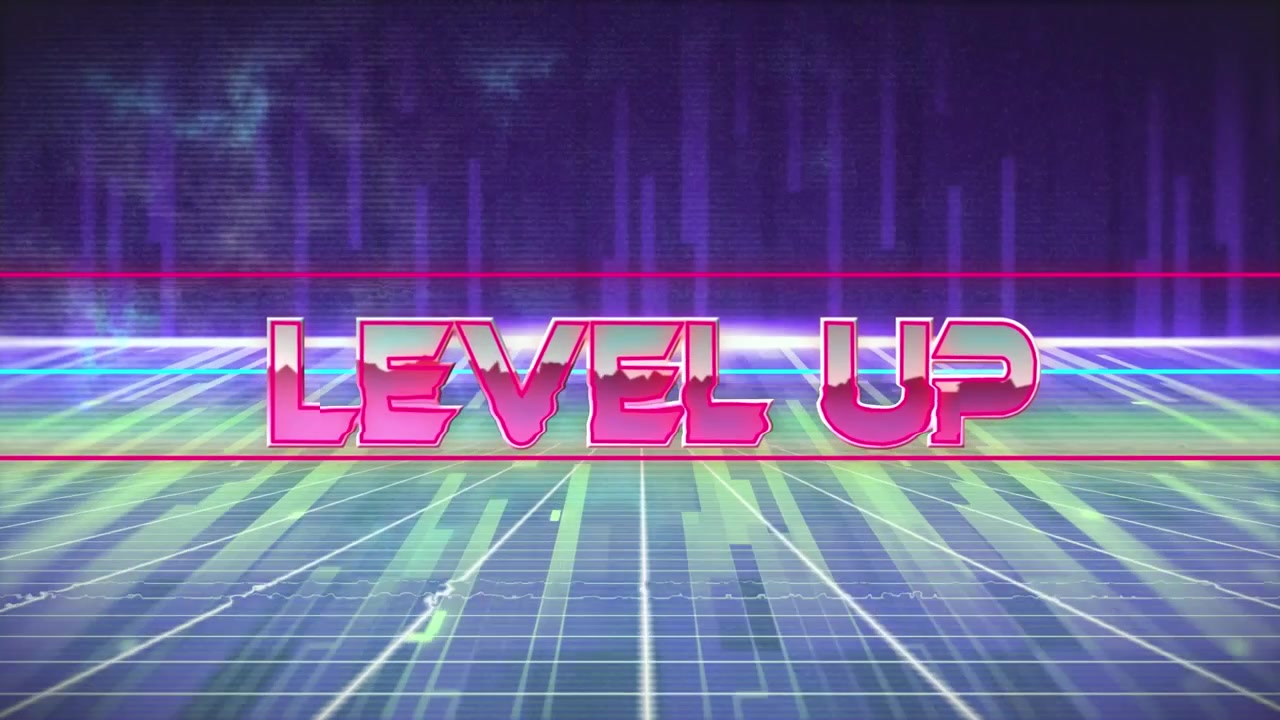 Retro 80s Style Level Up Gaming Animation