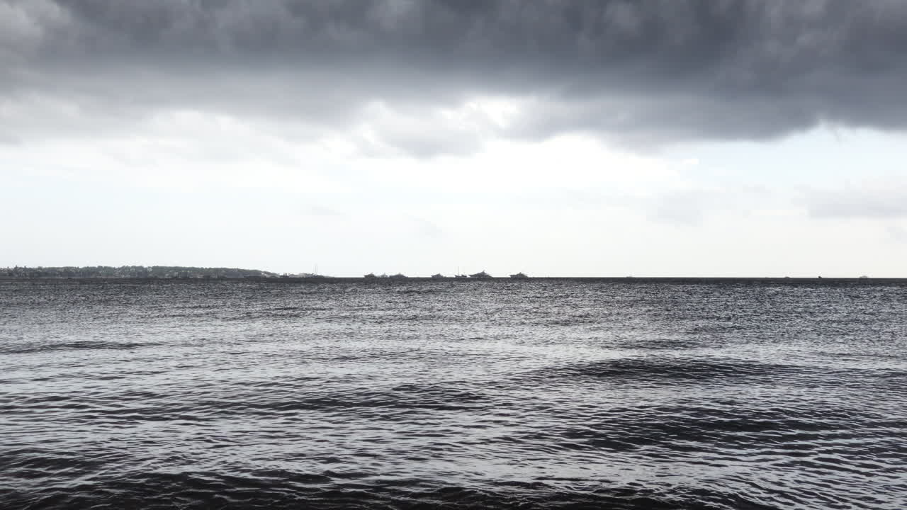 View of the sea on a cloudy and windy day
