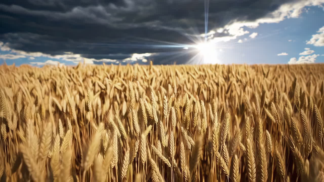 Golden Wheat Fields Under a Dramatic Sky