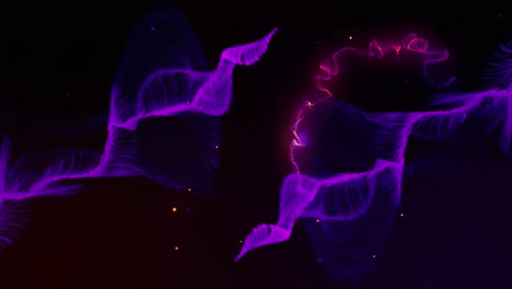 animación de múltiples puntos brillantes y rastros de luz que se mueven en movimiento hipnótico sobre un fondo negro