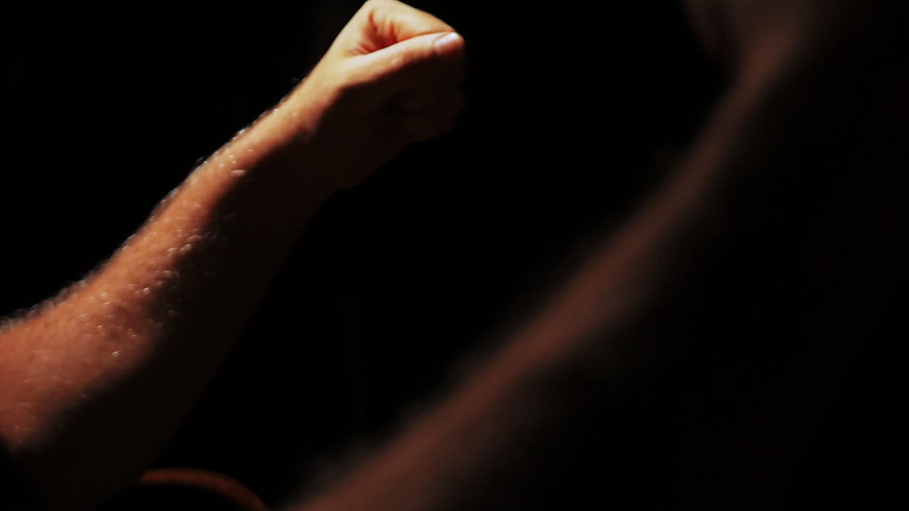 Powerful and emotional close up of hands gestures of a speaking male