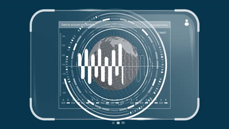 Animation-Des-Globus-Mit-Datenverarbeitung-Auf-Dunklem-Hintergrund